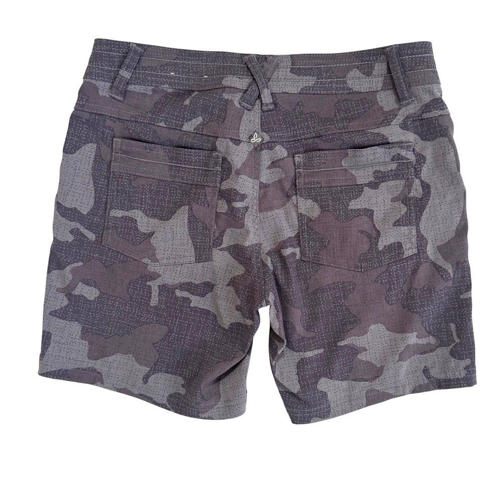 prAna Olivia Shorts Womens Size 4 Gravel Camo Gray Stretch Zion Hiking 5"